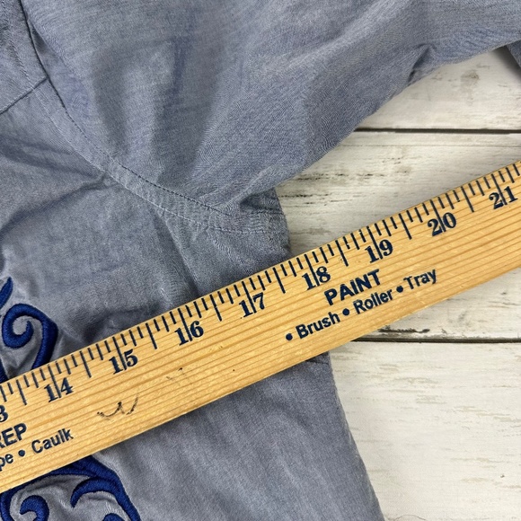 Retta WW Snap Button Shirt Womens Medium Blue‎ Floral Embroidered Western Rodeo - Picture 8 of 12